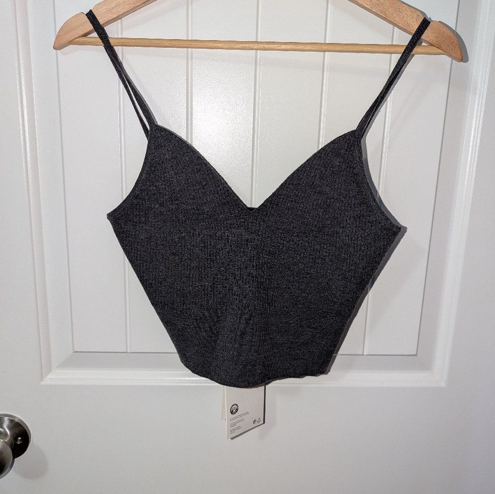 NWT COS Wool Blend Ribbed Bralette Women's  Medium Charcoal